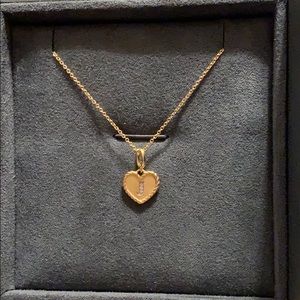 David Yurman “J” Initial Heart Charm Necklace